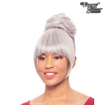 Foxy Silver Synthetic Ponytail Bang and Drawstring Set - DUET04