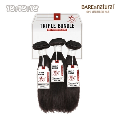 Sensationnel BARE & NATURAL Unprocessed 100% 7A Virgin Human Hair Triple Bundle - STRAIGHT 16.16.16