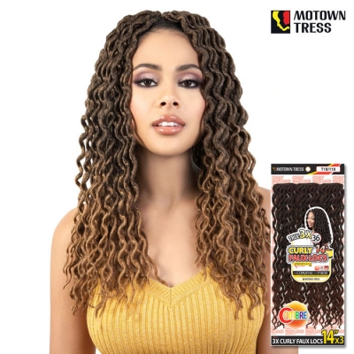 Motown Tress 3X CROCHET FEATHER LITE PRE LOOP CURL FAUX LOC BRAID 14 - C.CFAUX143