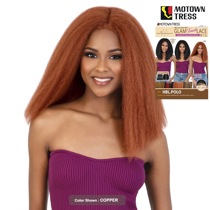 Motown Tress Glam Touch Human Hair Blend Glueless Hd Lace Wig Hbl Polo