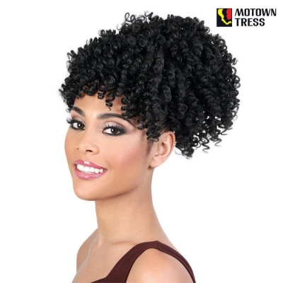 Motown Tress Synthetic Drawstring Bang Ponytail - PD-BANG240