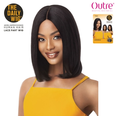 Outre Unprocessed Human Hair Lace Part Daily Wig - LAYER BOB 16