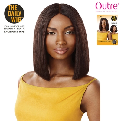 Outre Unprocessed Human Hair Lace Part Daily Wig - STRAIGHT BLUNT CUT BOB 12