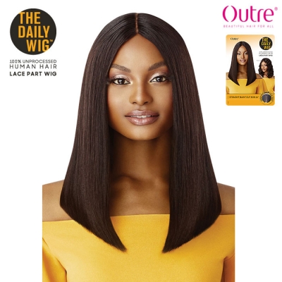 Outre Unprocessed Human Hair Lace Part Daily Wig - STRAIGHT BLUNT CUT BOB 16